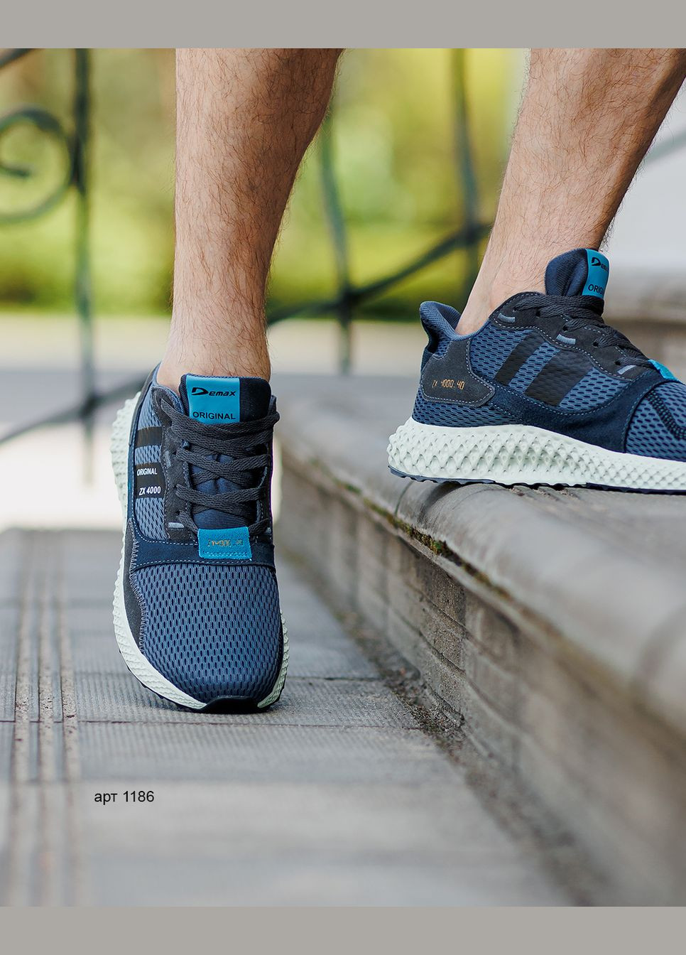 Синие летние мужские кроссовки navy Demax ZX 4000 4D