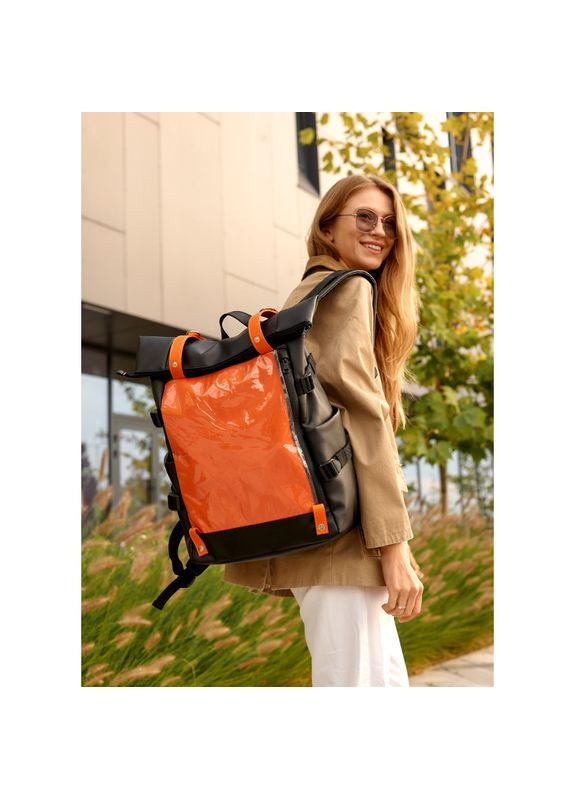 Женский рюкзак RollTop Hacking черно-оранжевый. Sambag (329692800)