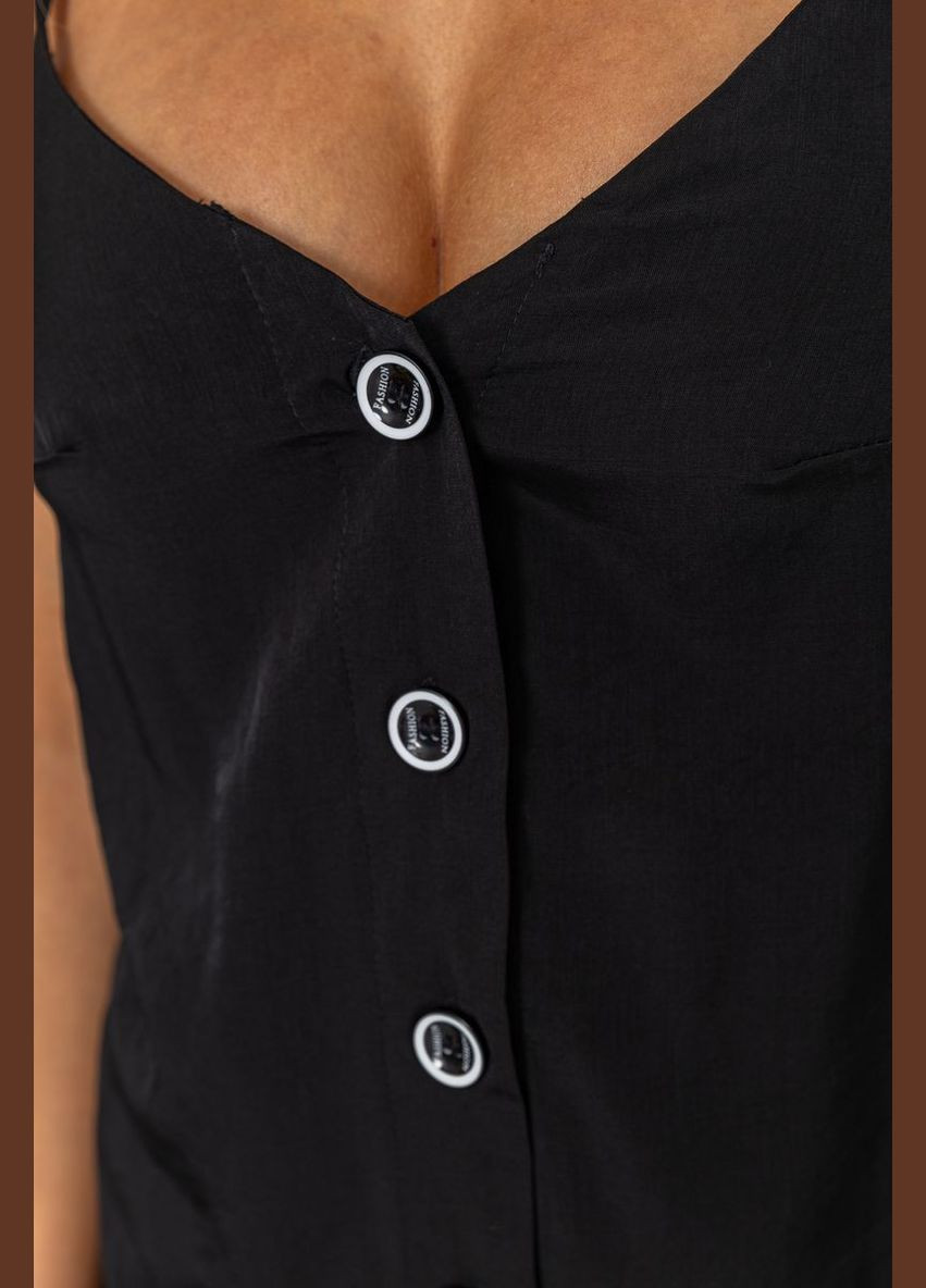 Чорна однотонна блуза на бретелях, білого кольору, Ager
