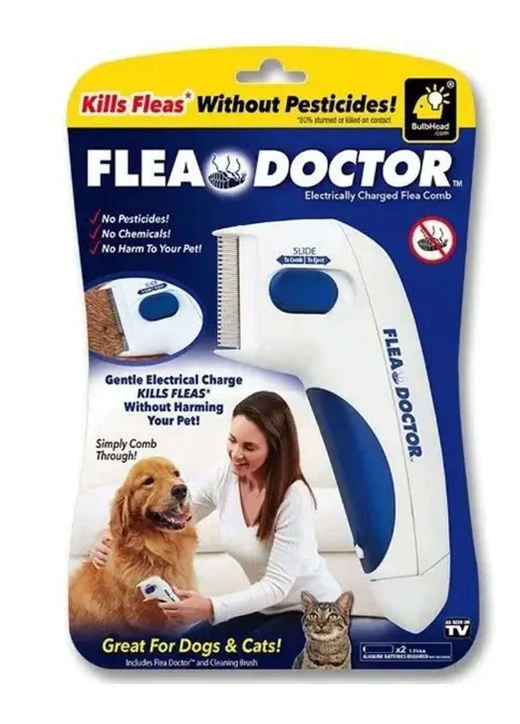Электрическая расческа для животных Flea Doctor с функцией уничтожения блох Idea (292652833)