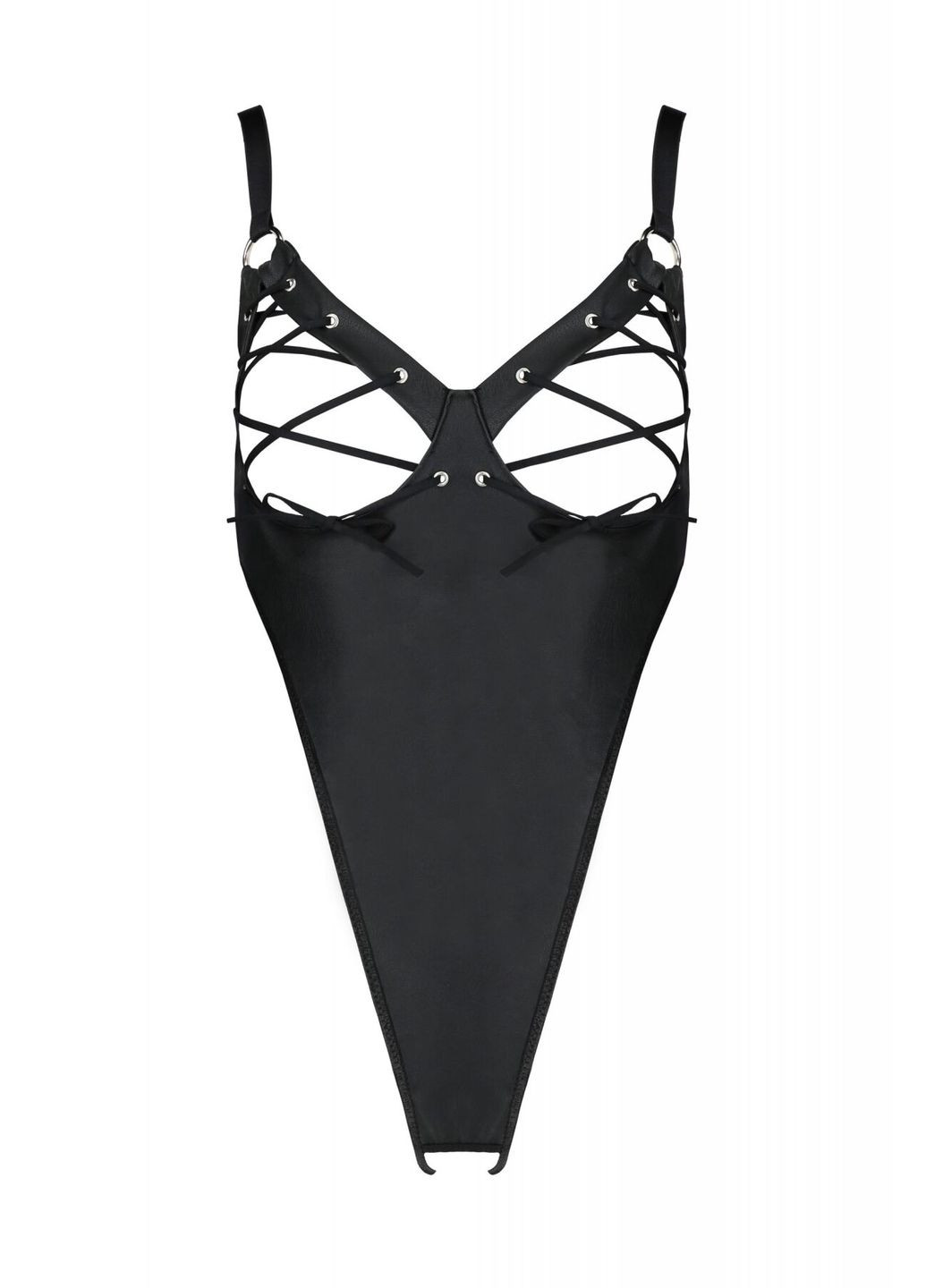 Боди из экокожи CELINE BODY black: с доступом, открытый Passion (297393947)