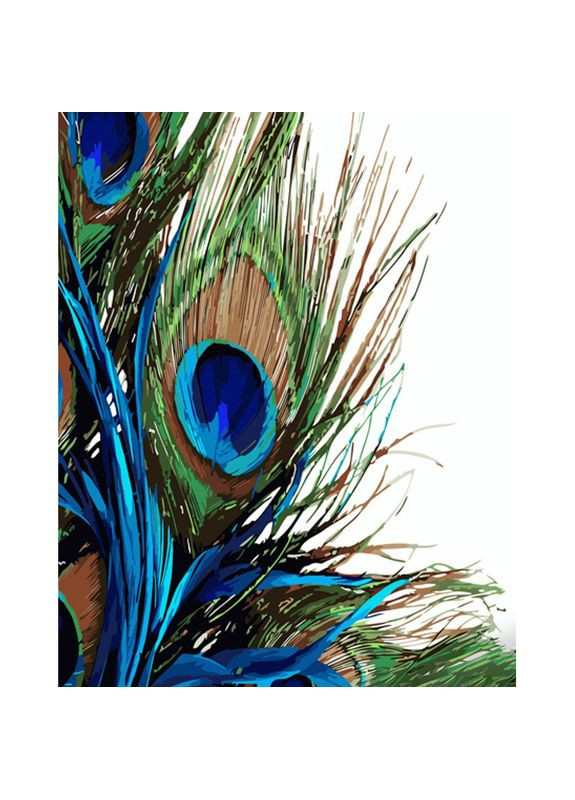 Картина по номерам ПРЕМИУМ Перья павлина с лаком и с уровнем размером см (GS1361) Strateg (362419853)