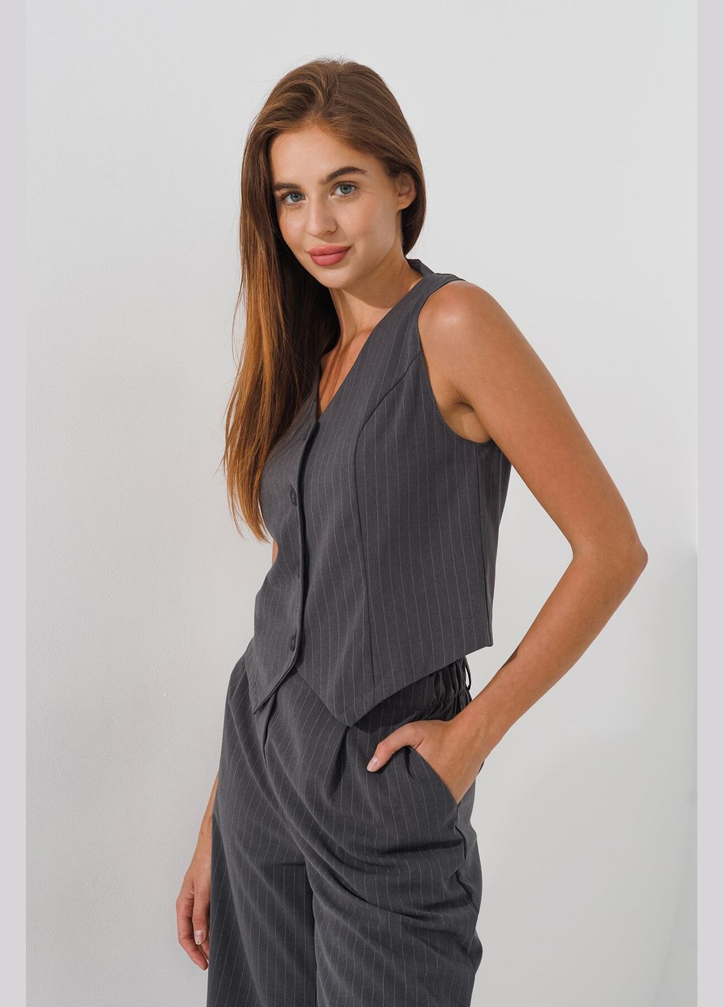 Жилет с узором женский 2429-K Серый (2000990742469D) shop (2000990742469) On me (315989204)