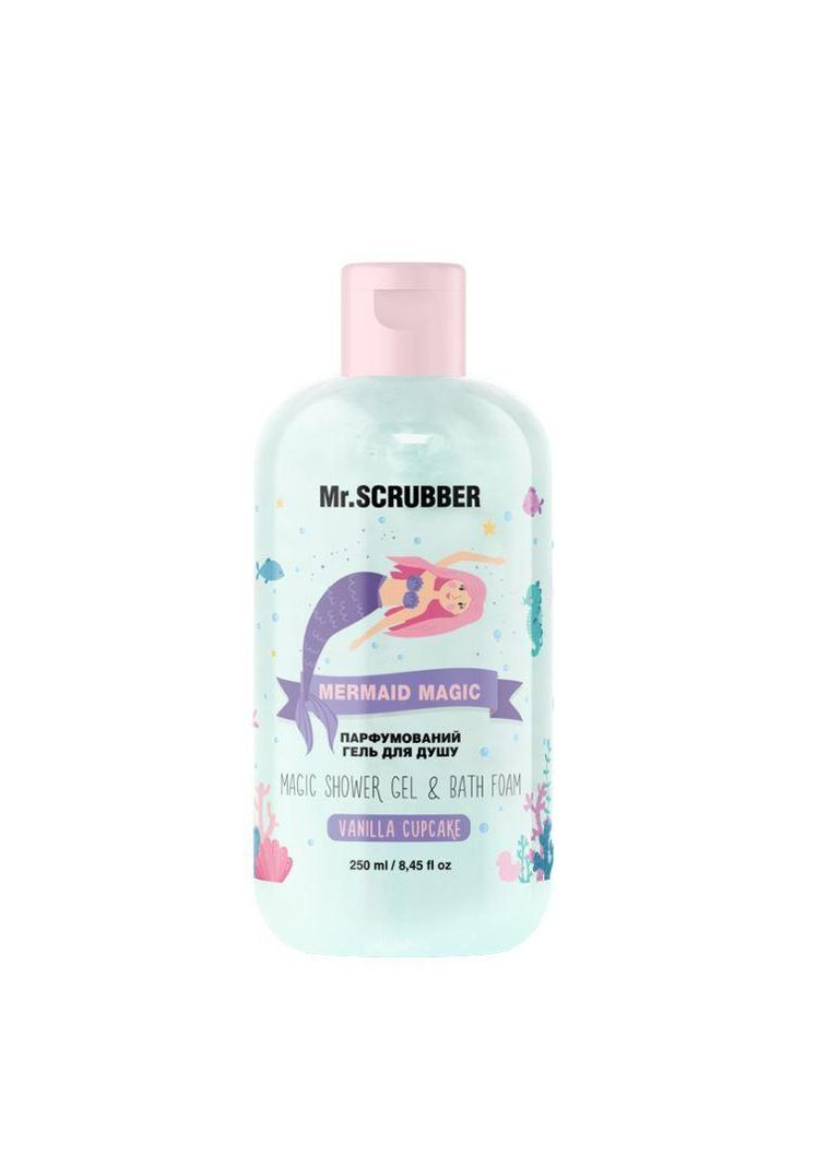 Парфумований гель для душу 2 в 1 Mermaid Magic Vanilla Cupcake від 3 років безсульфатний 250 мл Mr. Scrubber (312229194)