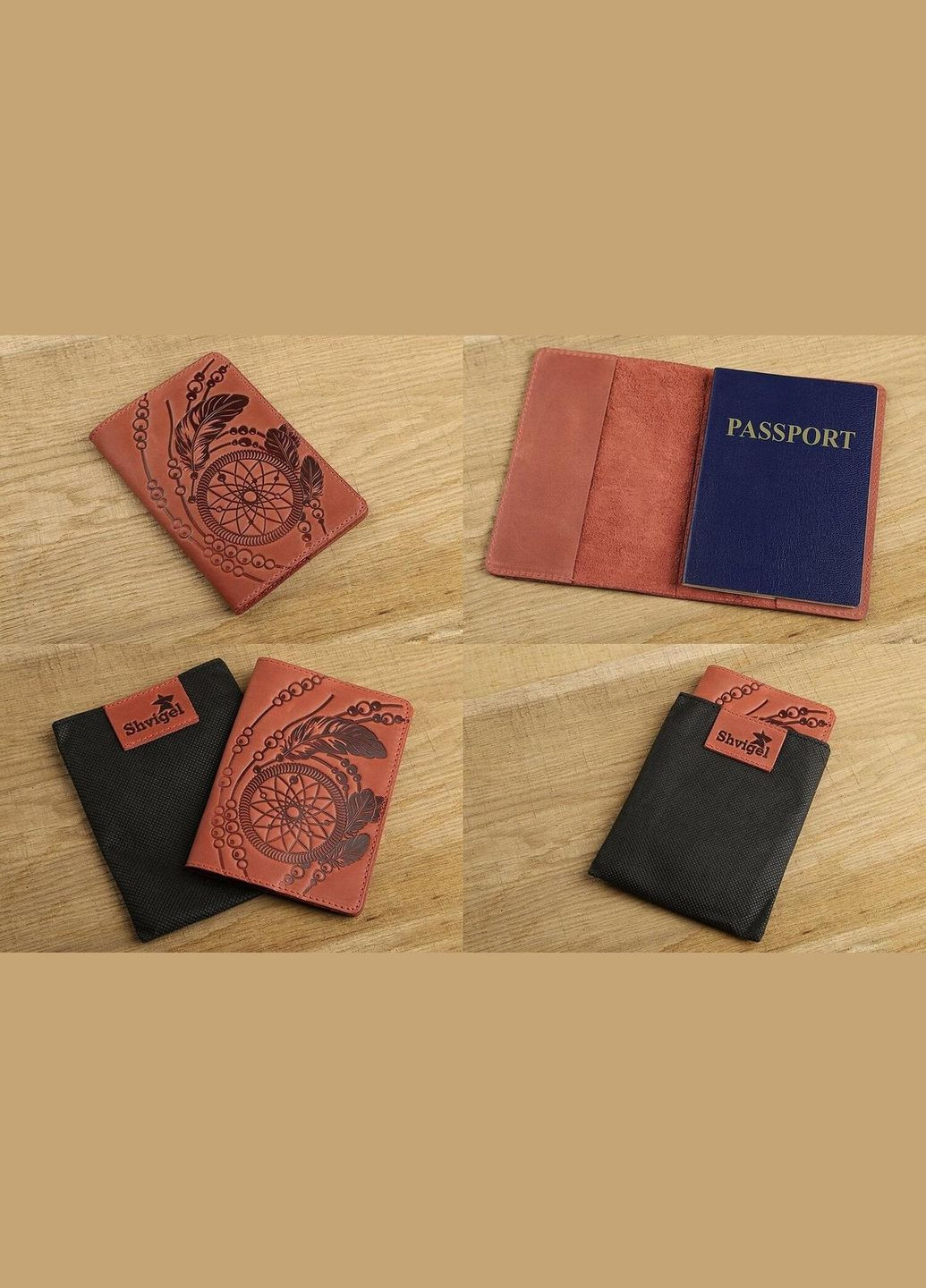 Эксклюзивная обложка для паспорта из винтажной кожи 13792 Красная Shvigel (329148872)