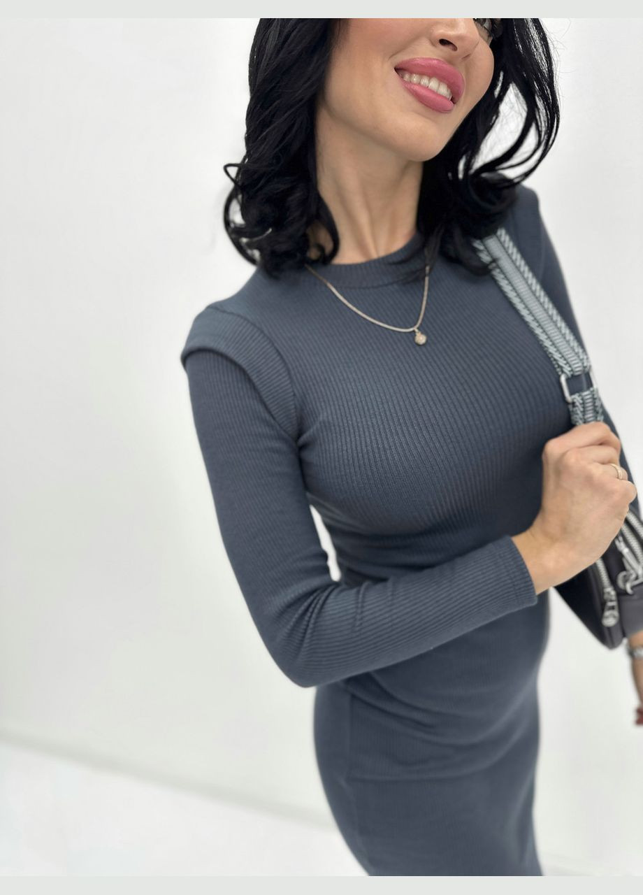 Графітова тепла сукня рубчик Fashion Girl