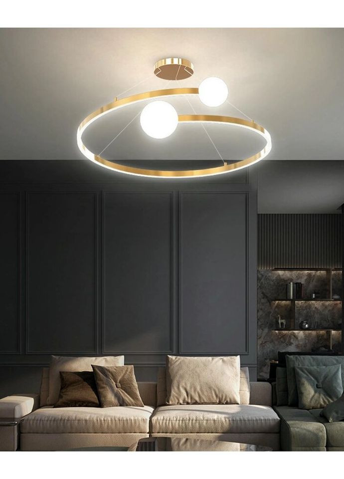 Люстра светодиодная подвесная LED светильник для квартиры на потолок лэд 26816 Латунь 40-150х50х55 см. Sunnysky (324395936)