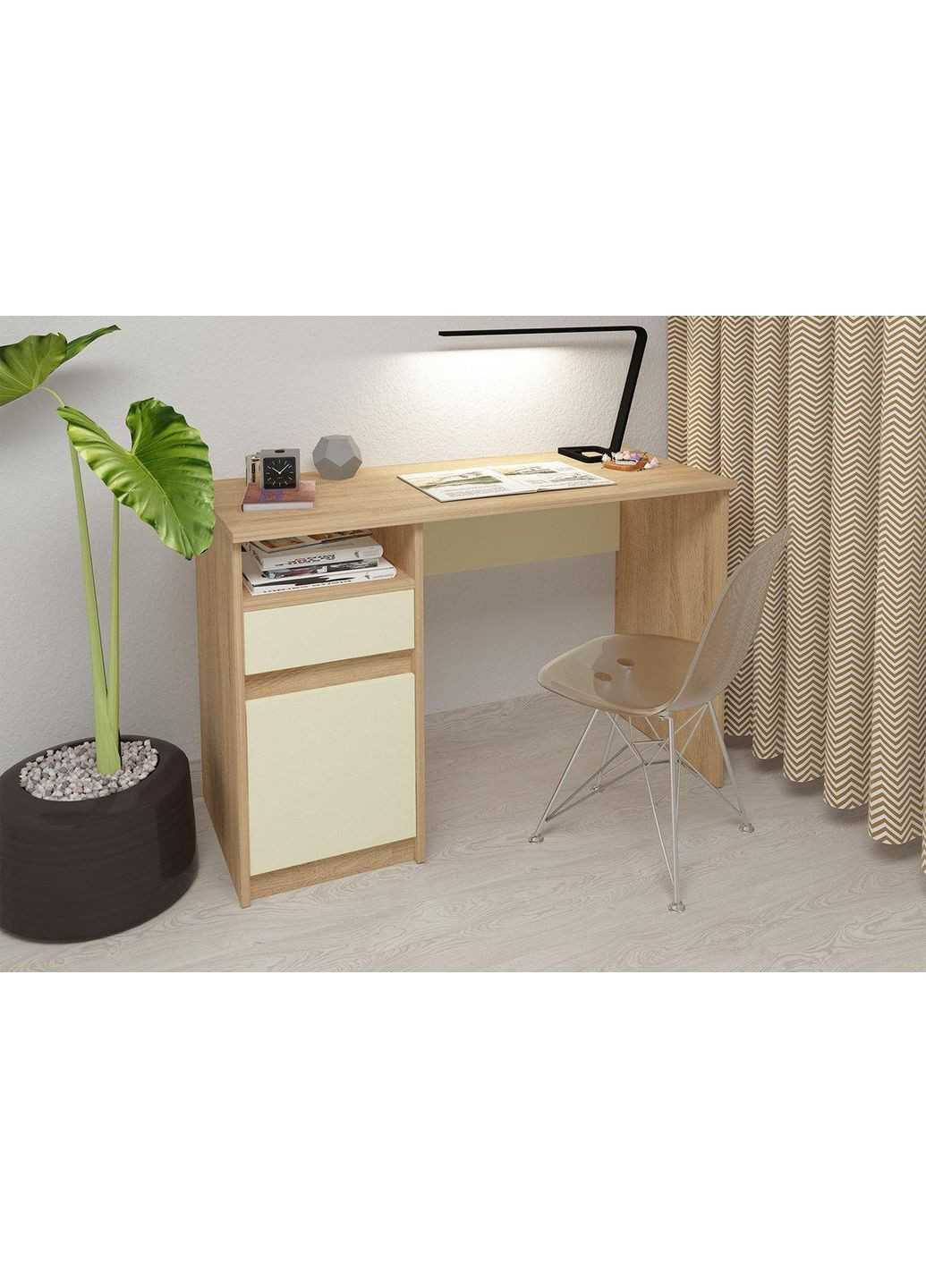 JUSK A (кульк.) стіл письмовий 1200*786 дуб сонома/мигдаль Intarsio (365461409)