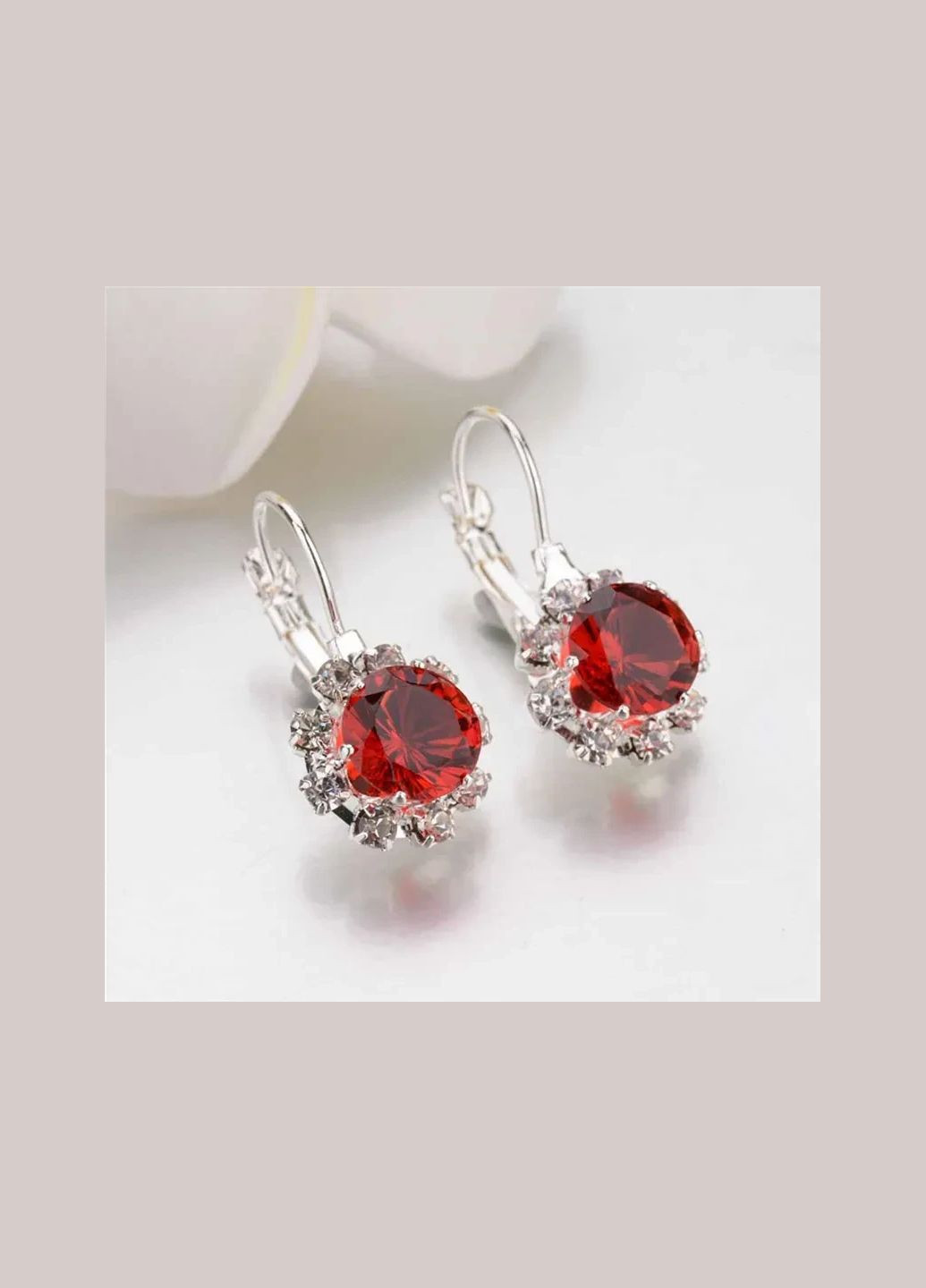 Серьги красные камни с красными кристаллами No Brand (338436126)