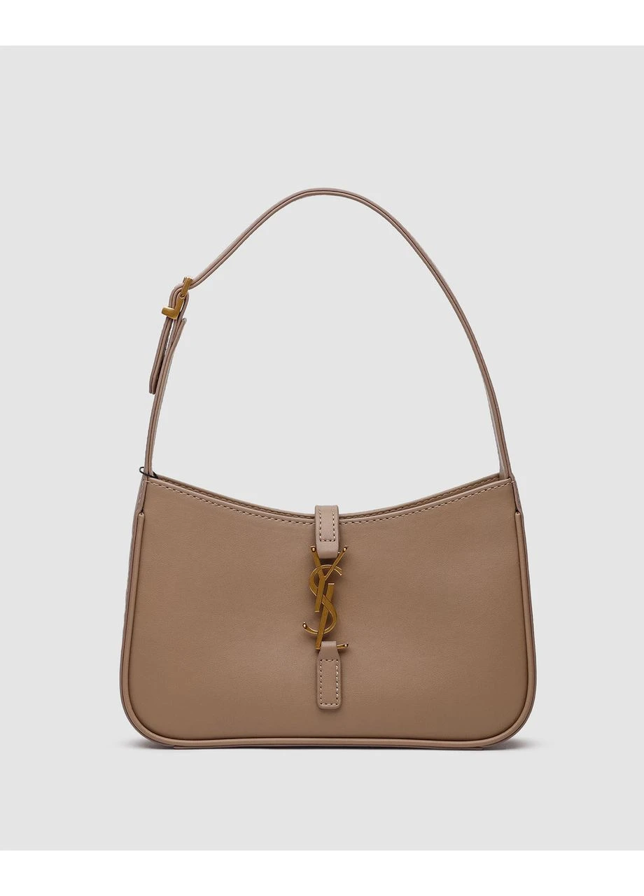 Сумка SAINT LAURENT Hobo Le 5 A 7 Leather Shoulder Bag in Beige / Gold Ів Сен-Лоран No Brand (377507925)