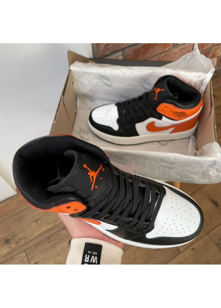 КРОСІВКИ ЖІНОЧІ NIKE AIR JORDAN RETRO1 BLACK ORANGE НАЙК АІР ДЖОРДАН No Brand чорні демісезони (367177433)