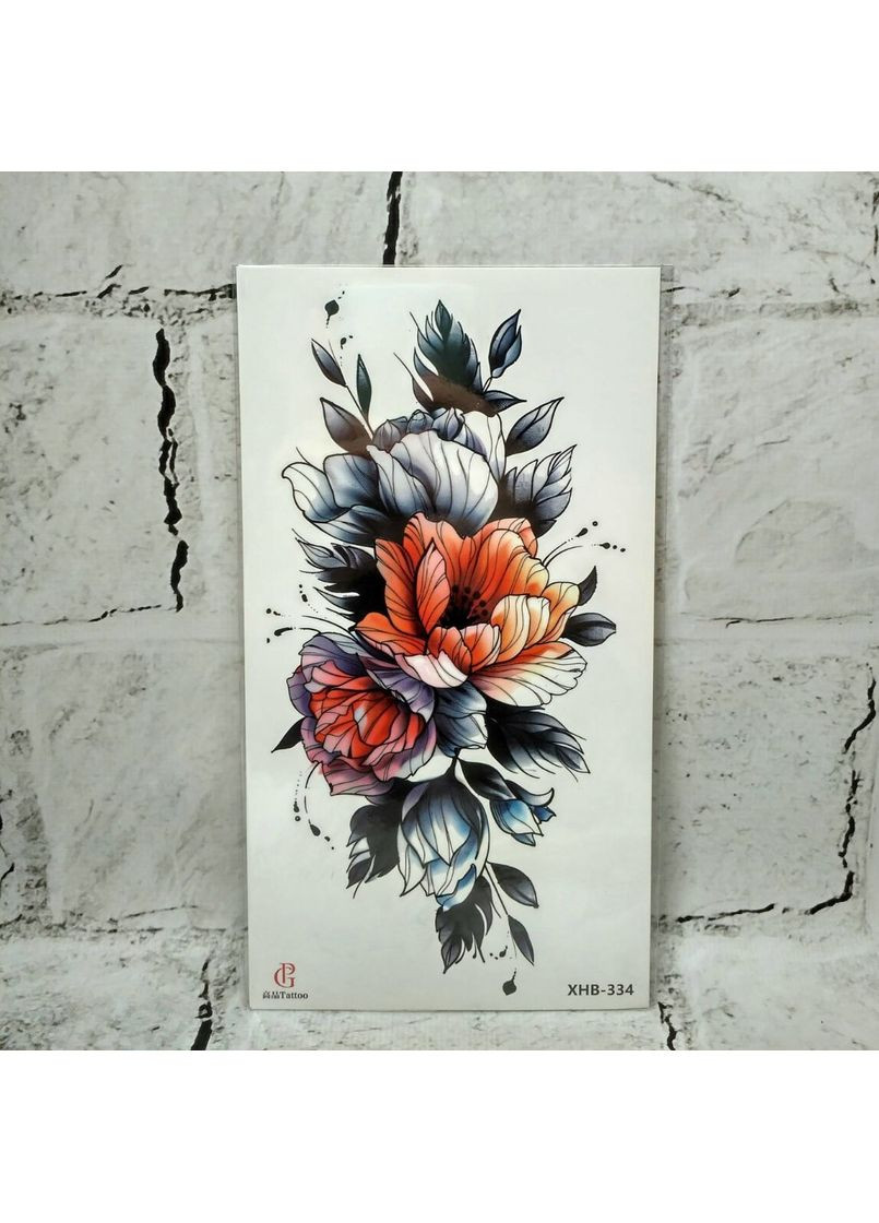 Флеш тату временная татуировка на тело лист 11,5х21 см Цветы No Brand (349824061)