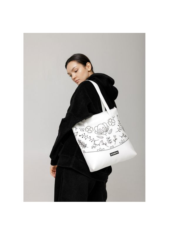 Сумка Shoper NOVA біла з принтом "Bloom" Sambag (329692817)