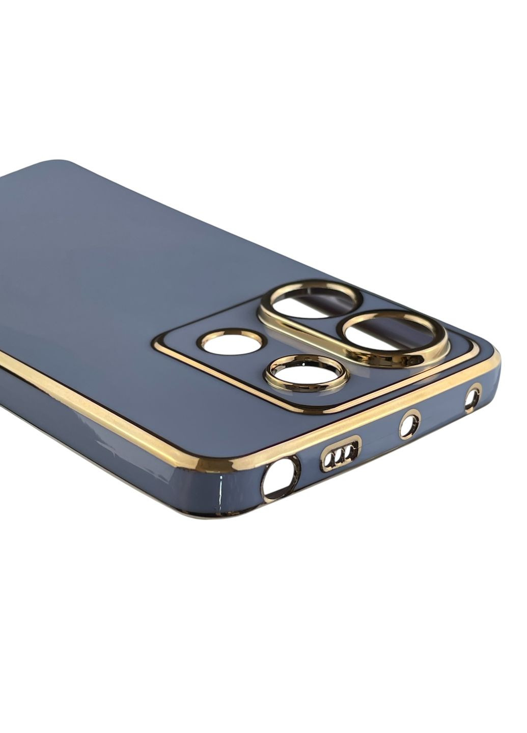 Чехол для POCO X6 женский с золотой окантовкой с защитой камеры на сяоми поко х6 синий Xiaomi (366019529)