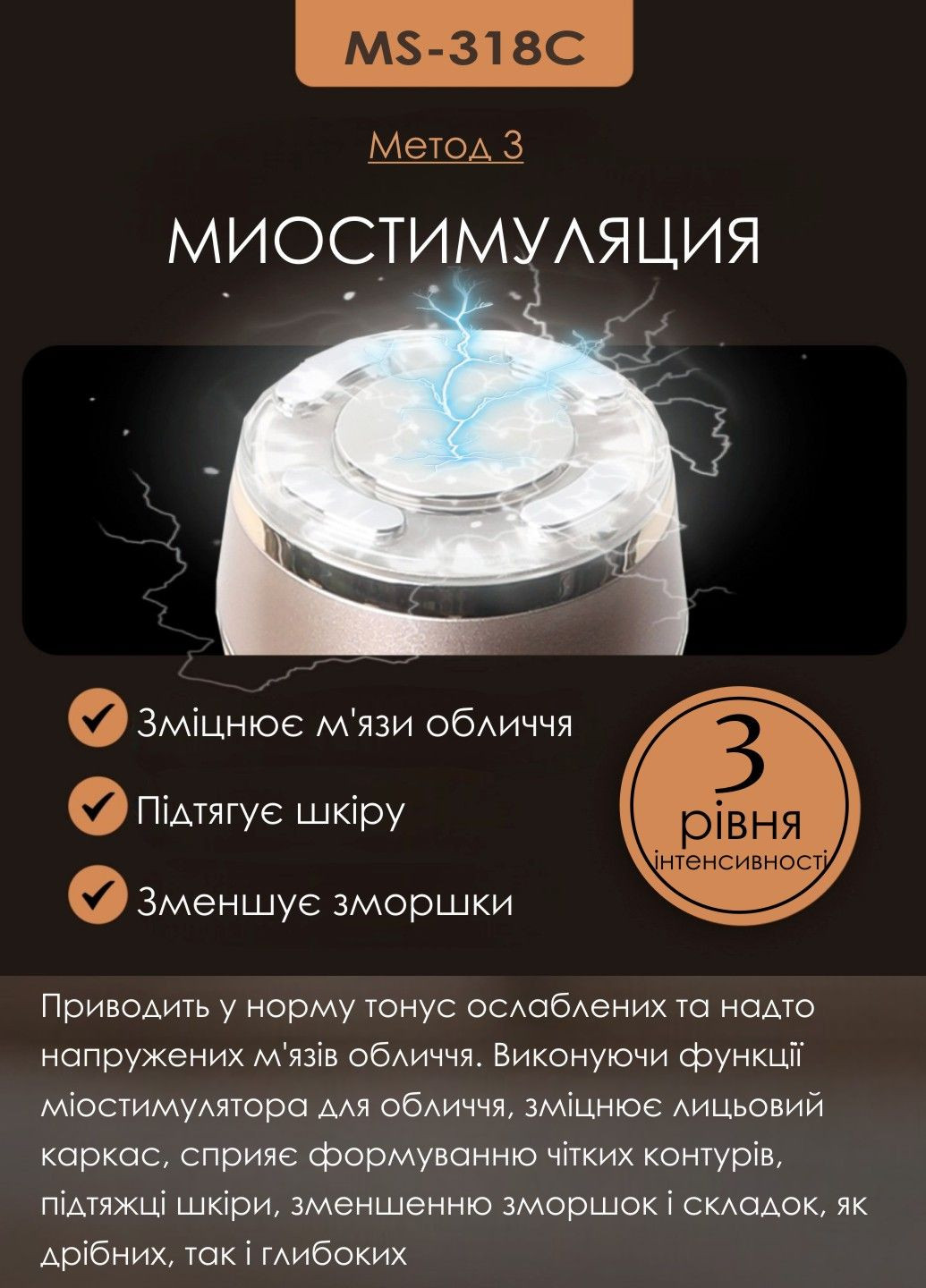 Масажер мікрострумовий RF + EMS + ультразвук + LED антивіковий догляд, омолодження & відновлення шкіри обличчя Beperfect MISMON MS-318C (297669211)