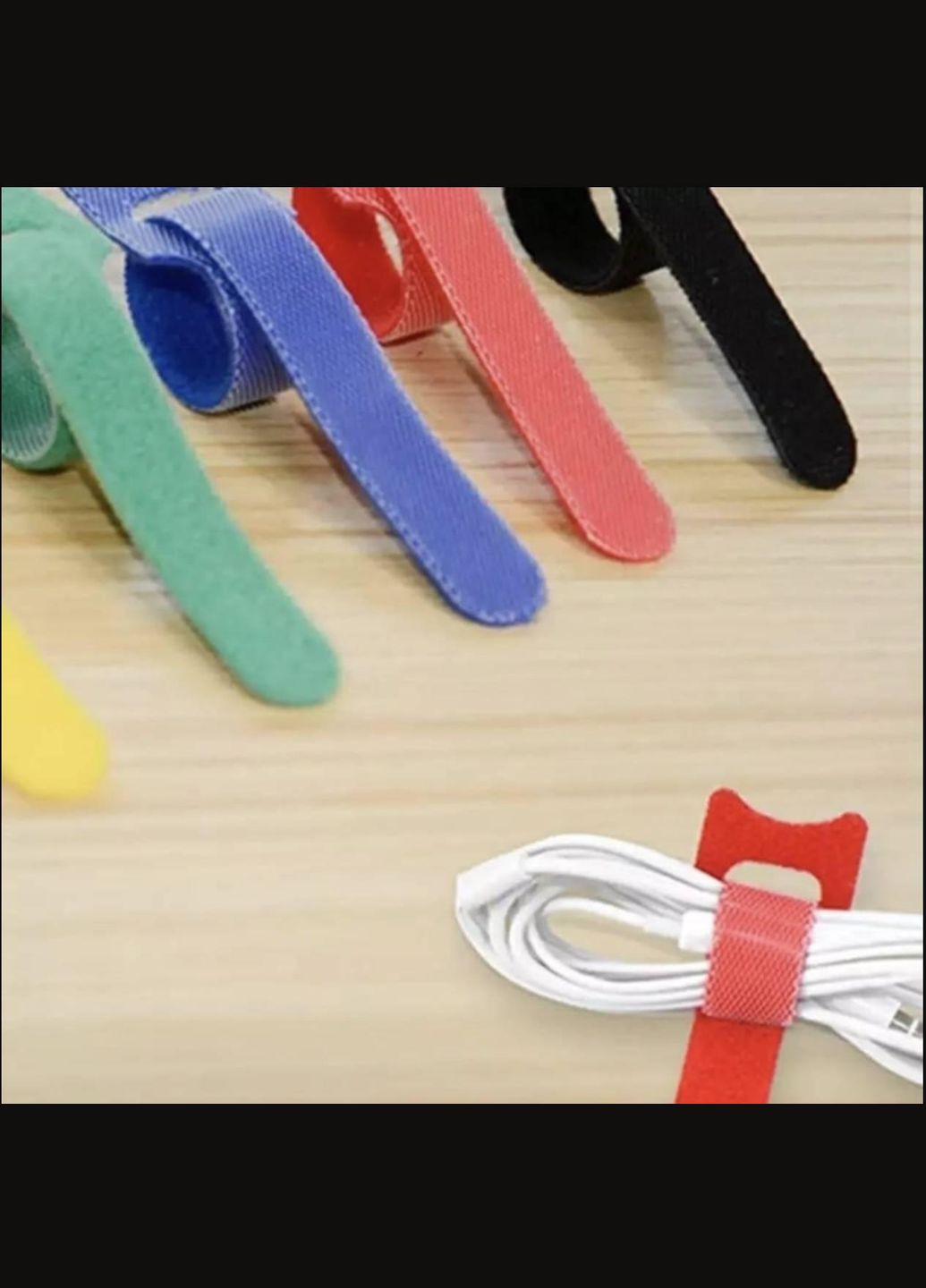 Органайзер кабеля Beus Pro стяжка липучка хомут для проводов 100 штук многоразовые Разноцветные No Brand (330778952)