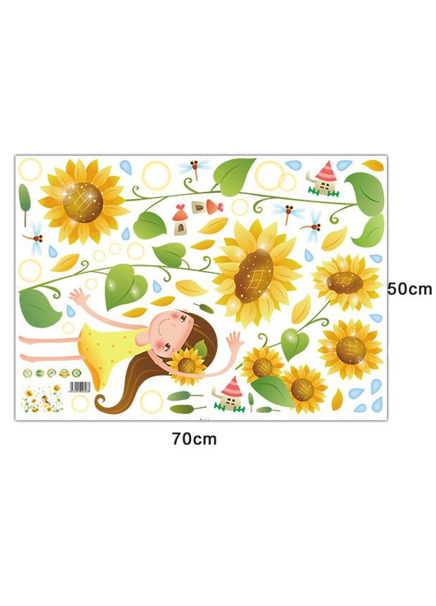 Наклейка детская на стену Девочка с подсолнухами 65х100 см (XL7192) Green Life (322640404)