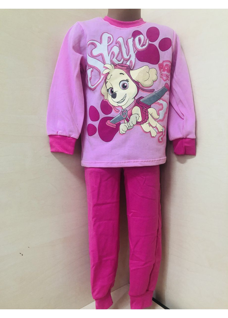 Рожева зимня тепла піжама для дівчинки щенячий патруль байка розмір 86 92 98 104 110 116 122 128 No Brand
