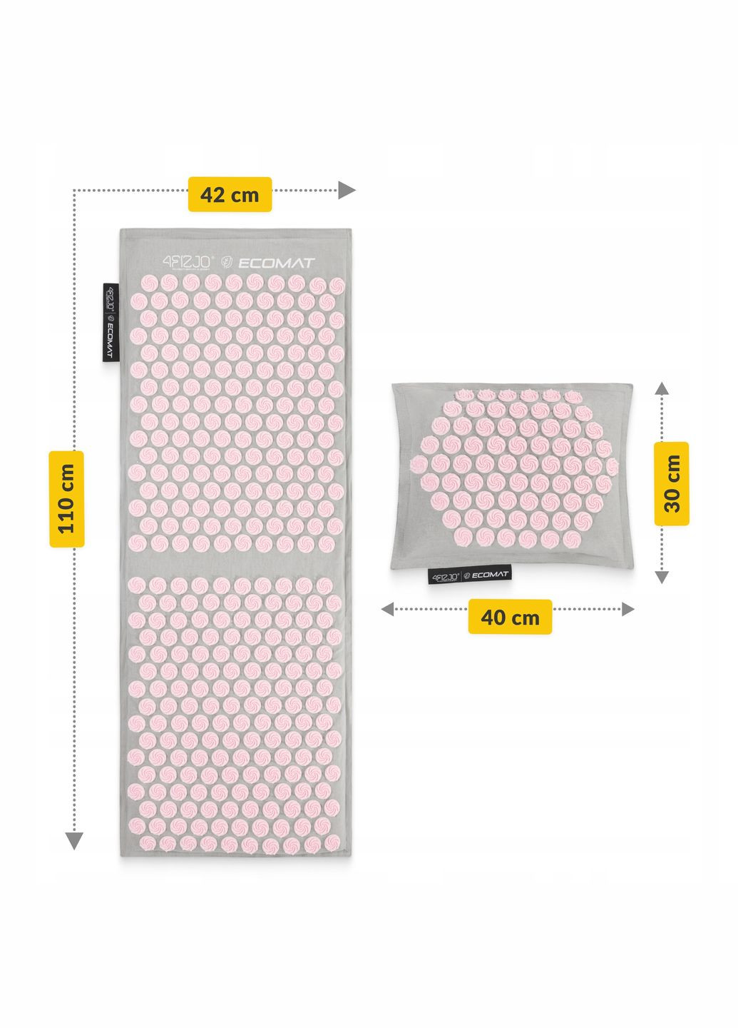 Коврик акупунктурный с подушкой Eco Mat XL Аппликатор Кузнецова Grey/Pink () 4FIZJO P-5907739313607 (275653939)