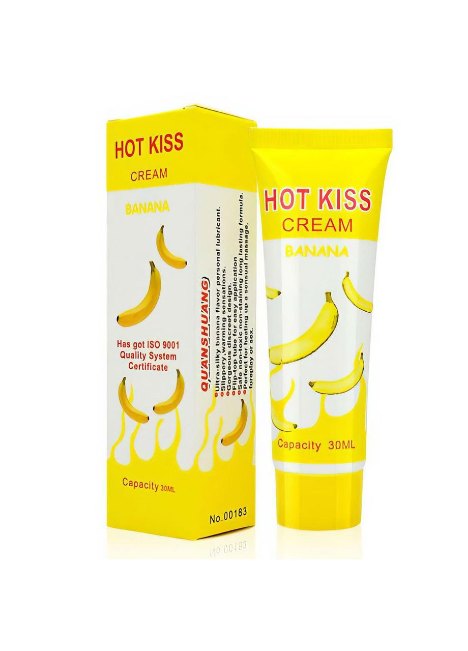 Гель-лубрикант зволожуючий на водній основі зі смаком банану 30 мл Hot Kiss (366732626)