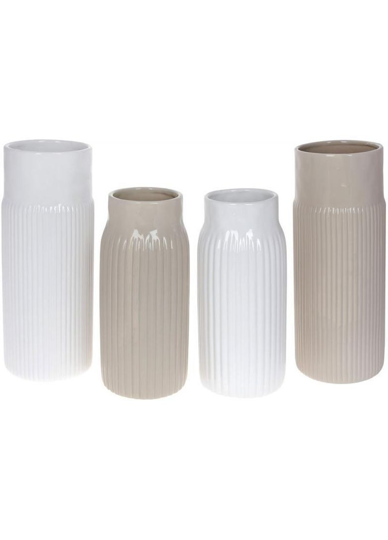 Ваза керамическая "Stone Flower" 12x12x26см, бежевый глянец Bona (329896915)