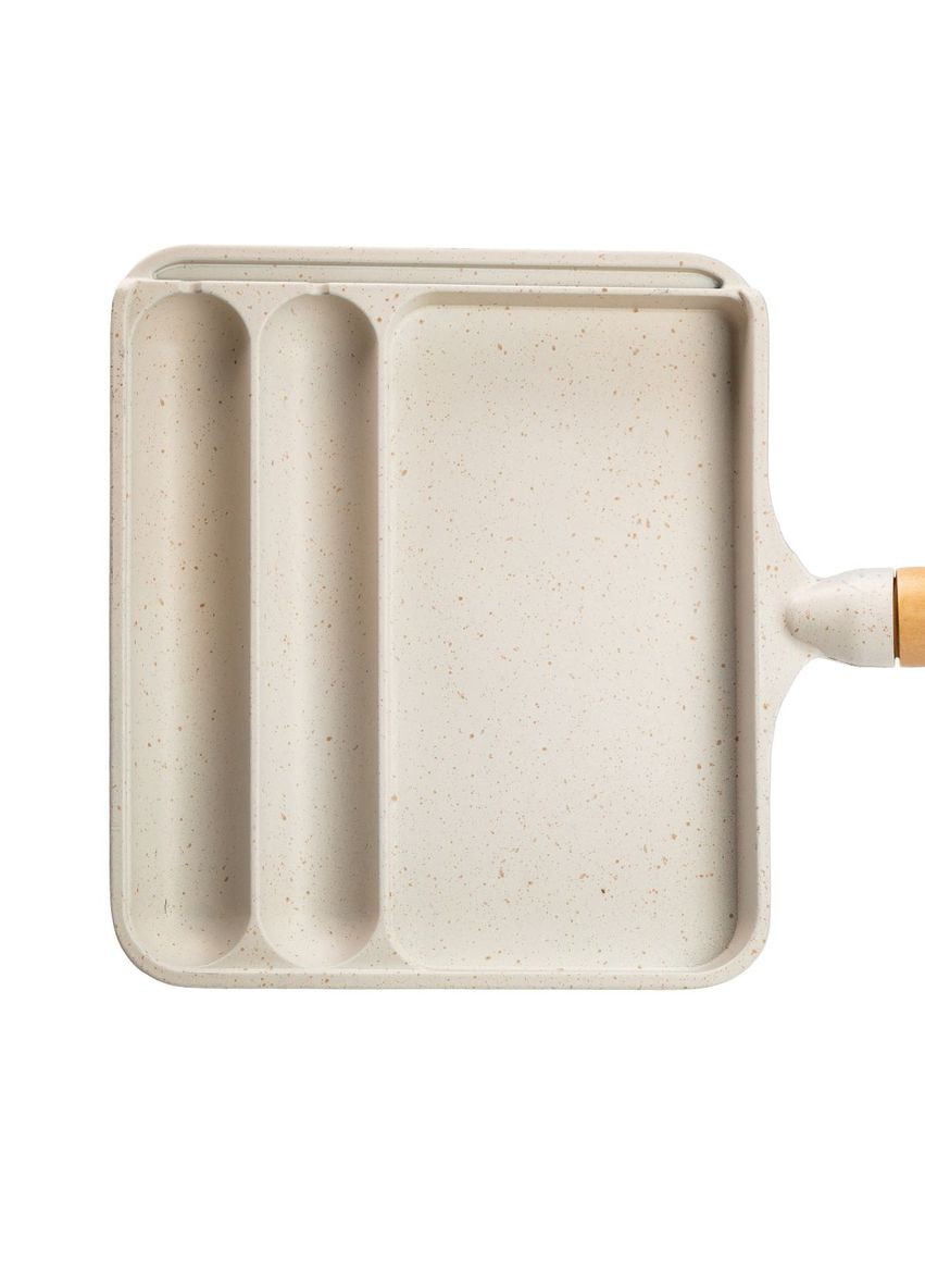 Сковорода прямоугольная на 3 секции с антипригарным покрытием бежевая Jooki (358705963)