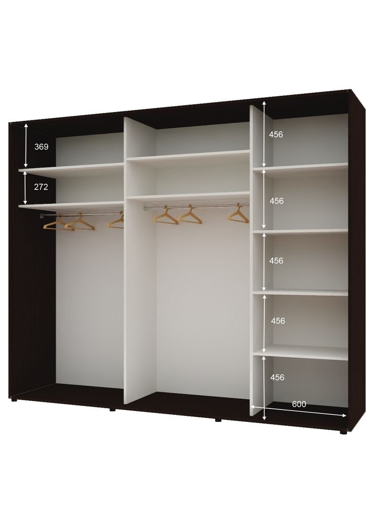 Шкаф-купе трехдверный Комфорт Мебель 270*60*240 см Венге 3 двери ДСП Стандарт Комфорт Меблі (360472401)