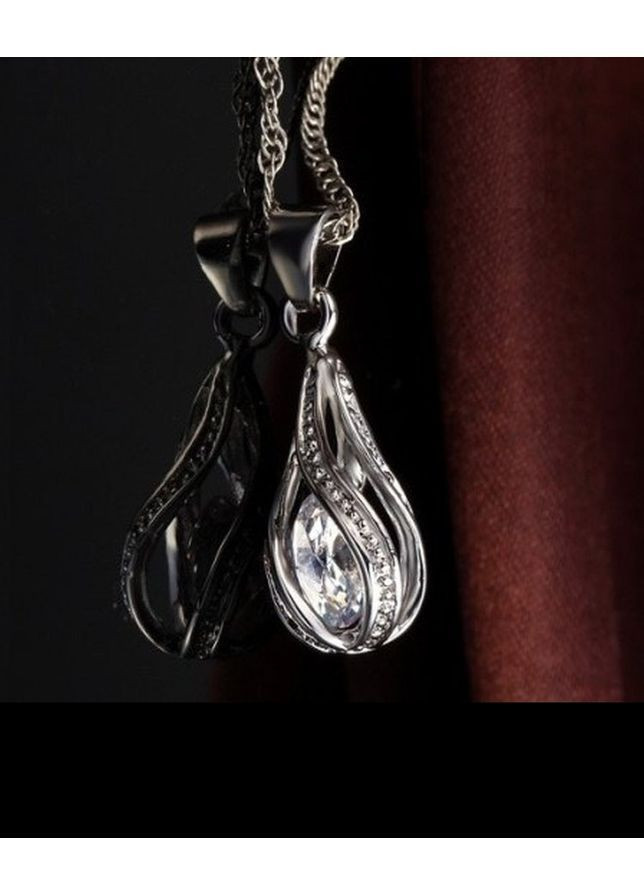 Серебряная подвеска на цепи с фианитом, 10-135-2 No Brand (365730719)