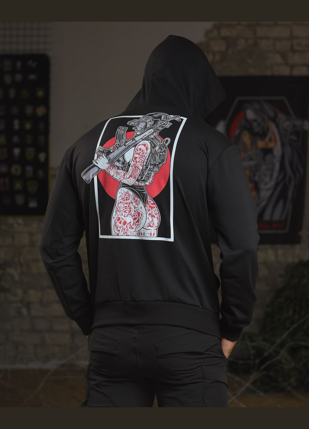 Тактичні чоловічі худі з чорним принтом No Brand (300532820)