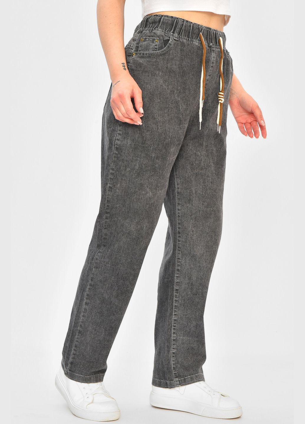 Джинси жіночі однотонні сірого кольору Let's Shop - (336708534)