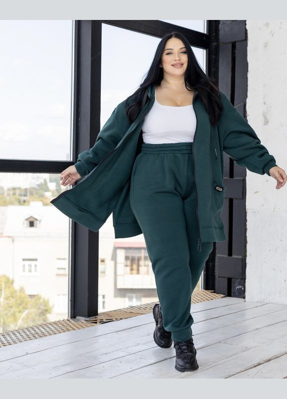 Жіночий теплий спортивний костюм тринитка з начосом зелений Роксі No Brand (362136019)