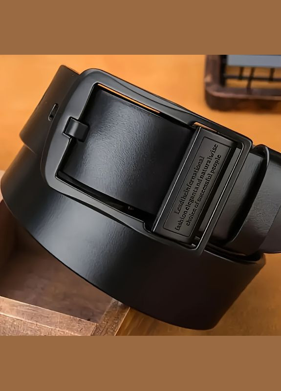 Чоловічий шкіряний ремінь темно-коричневий 125 см з металевою пряжкою, стиль casual No Brand (338379222)