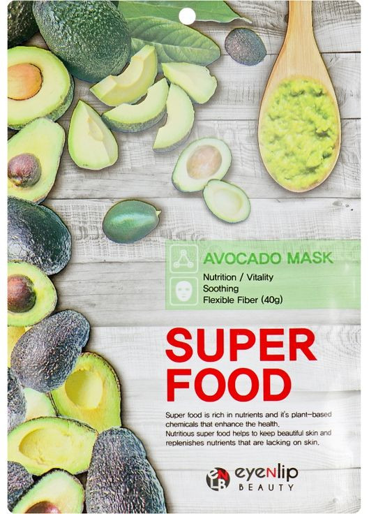 Тканинна маска для обличчя "Авокадо" Super Food Avocado Mask 23ml (825707-10507) Eyenlip (368660085)