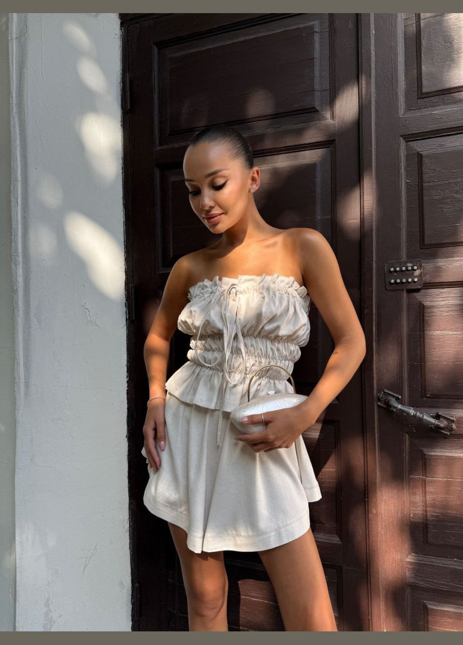 Жіночий лляний костюм з топом та шортами Avanti (342065879)