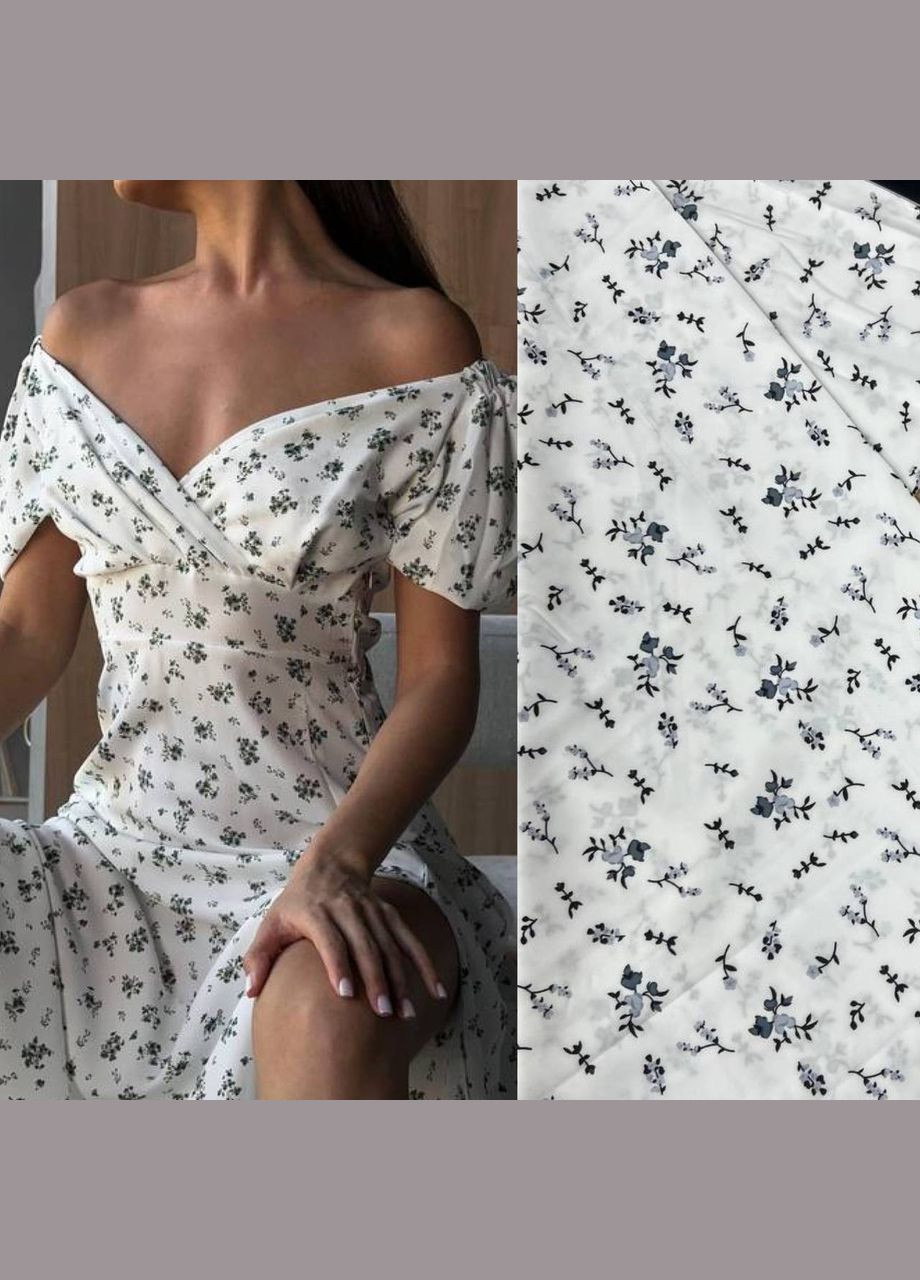 Білий сукня софт з ідеальною посадкою та вирізом No Brand