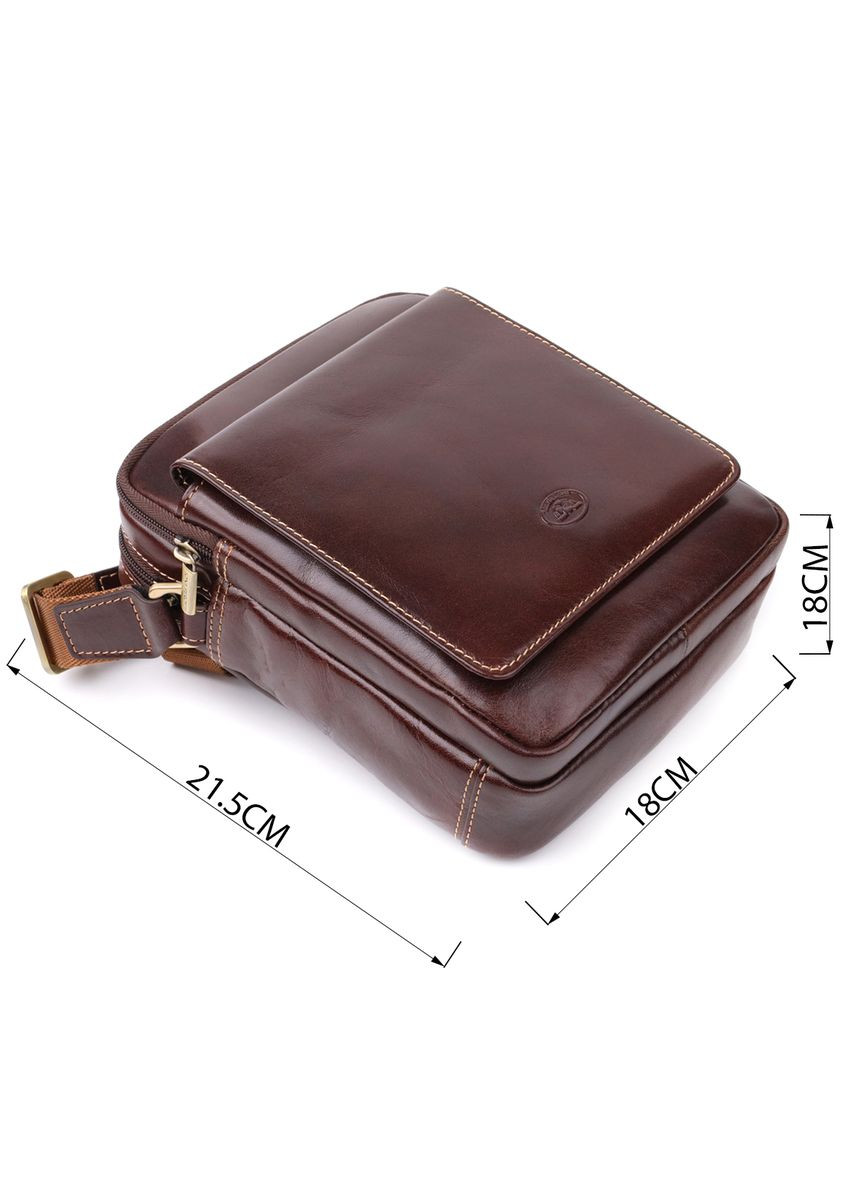 Мужская сумка с карманами из гладкой натуральной кожи 20856_1 (9148-17 moro) Коричневый Tony Perotti (362046805)