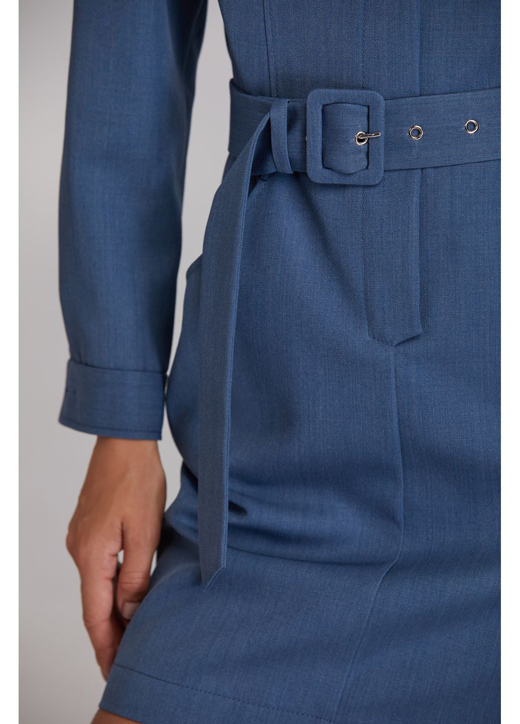 Синя повсякденний, джинсова, ділова, кежуал сукня з паском футляр SAYYA однотонна