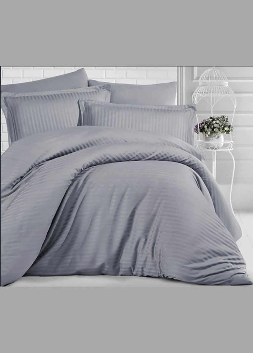 Постільна білизна бавовна двоспальні однотонна Страйп Сатин 180х215см Бордовий No Brand (321965850)