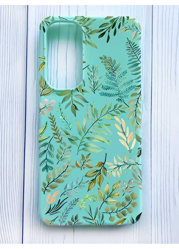 Матовий бірюзовий чохол на Samsung Galaxy S24 FE Рослинний фон (принт 377) Creative (360701529)