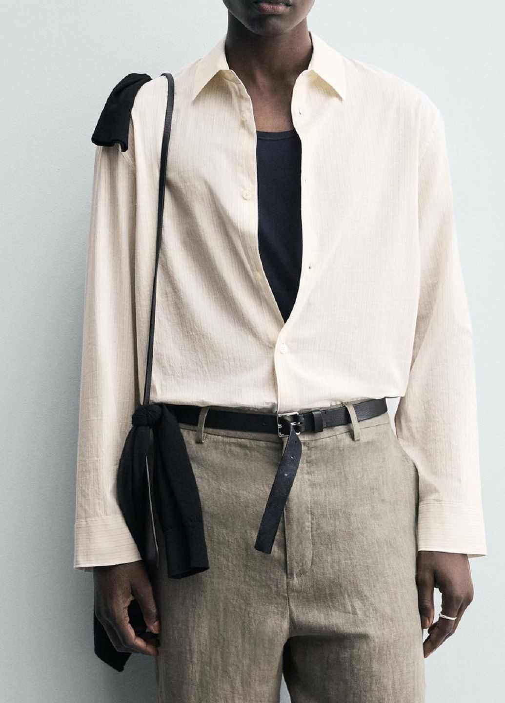 Бежевая рубашка однотонная Zara