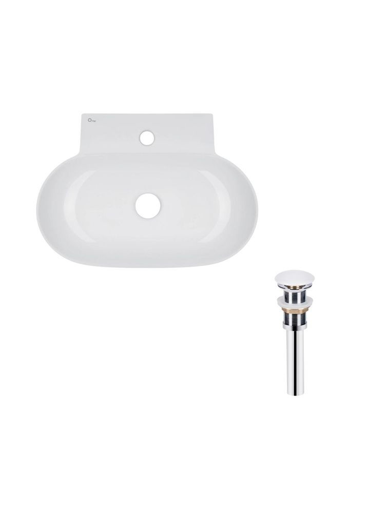 Комплект Cardinal: Раковина підвісна / накладна овальна 565х400х130 мм White + Донний клапан PU02 Qtap QT0411K177WN47330 (346492506)