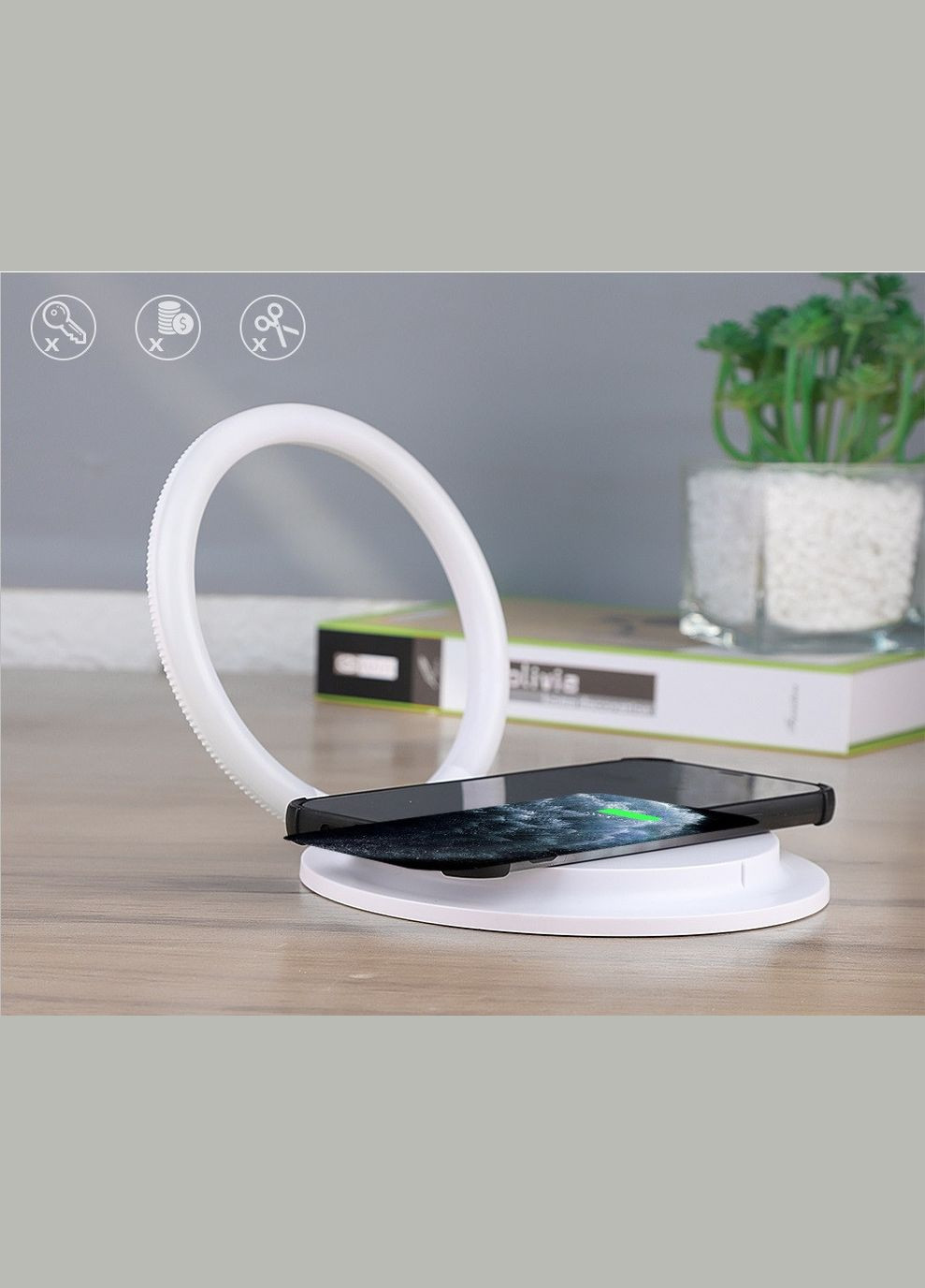 Подставка для телефона SL-603 с LED лампой и беспроводной зарядкой 15 W Wireless Charger With Led White VHG (334305080)