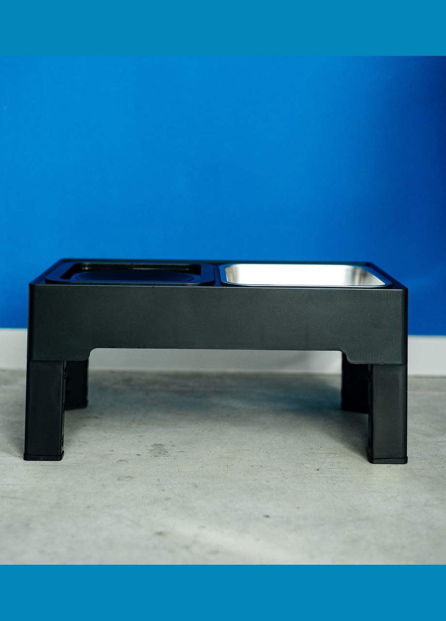 Подвійна миска для собак, на підставці з регульованою висотою, з плаваючим блюдцем, Чорний Els Pet (299915453)