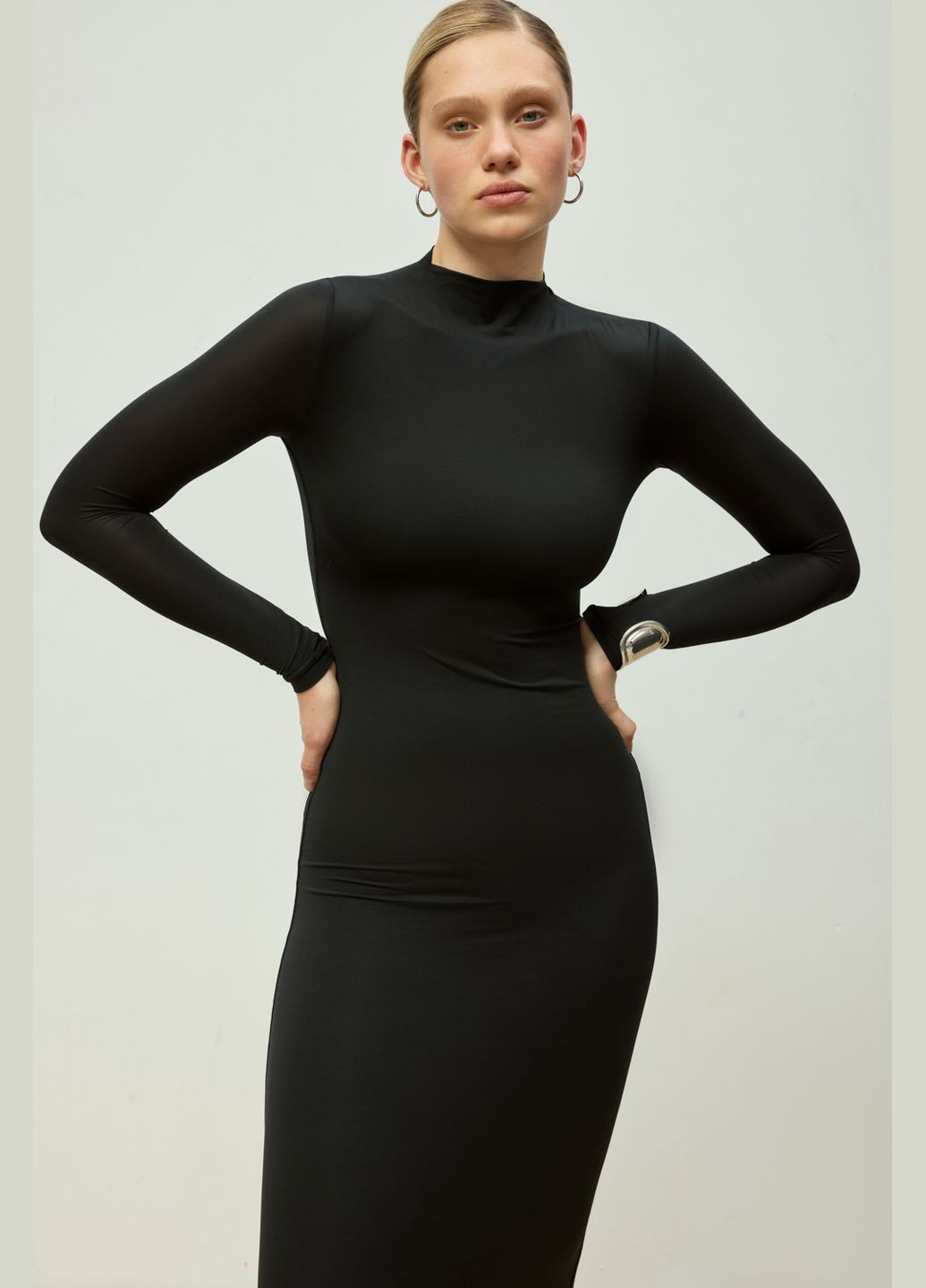 Чорна сукня максі еластична tall 756-1 Papaya