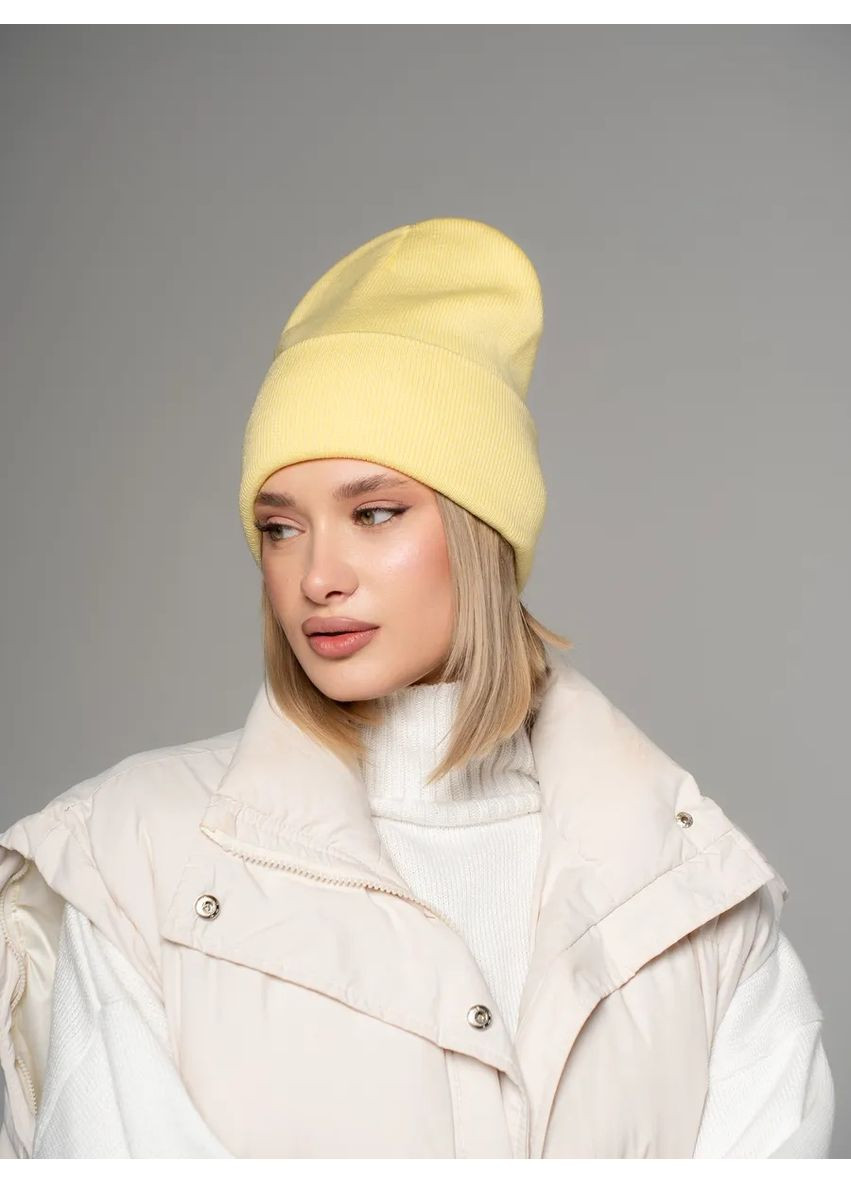 Молодежная двухслойная шапка бини лонг No Brand Шапка біні лонг лопата (362411557)