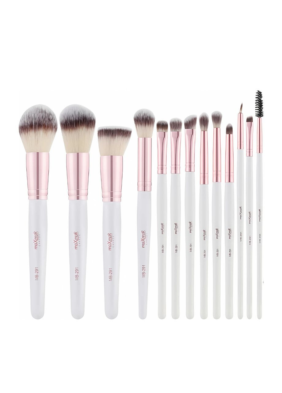 Набір пензлів для макіяжу із 13 інструментів у білій косметичці MB-291 MaxMar (302722821)