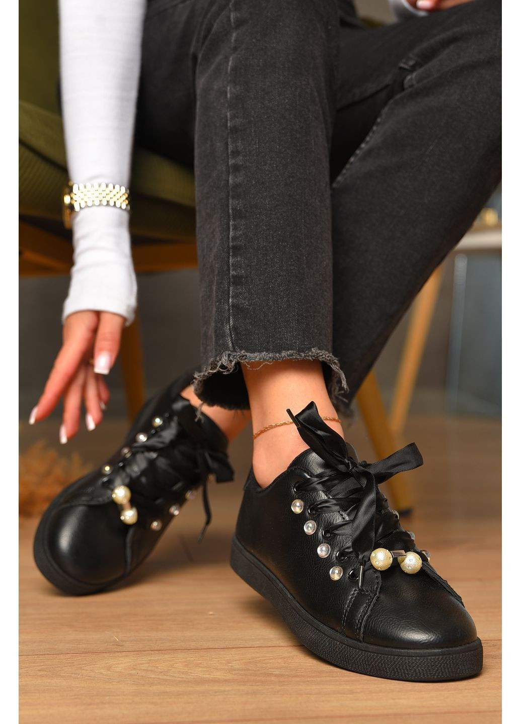 Кроссовки женские черного цвета Let's Shop чёрные лето (363130911)