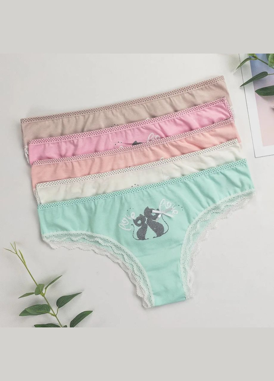 Трусики американки с кружевом по ножке – пастель Nicoletta (325990451)