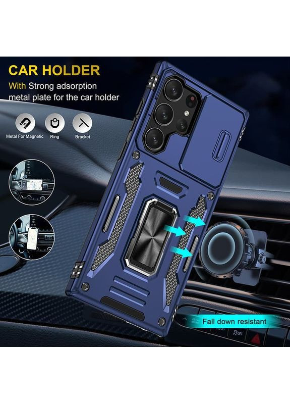 Ударостійкий чохол Camshield Army з кільцем для Samsung Galaxy S25 Ultra Синій Epik (372499332)