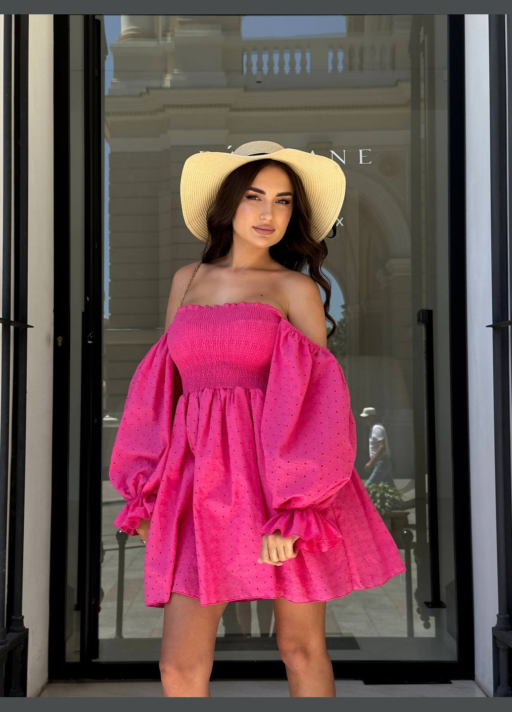 Малиновое праздничный, повседневный, коктейльное женское платье с большими рукавами бэби долл Avanti однотонное